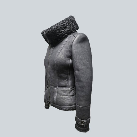 Burberry Sheep Shearling Zip-Up Jacket - Picture 4 of 5